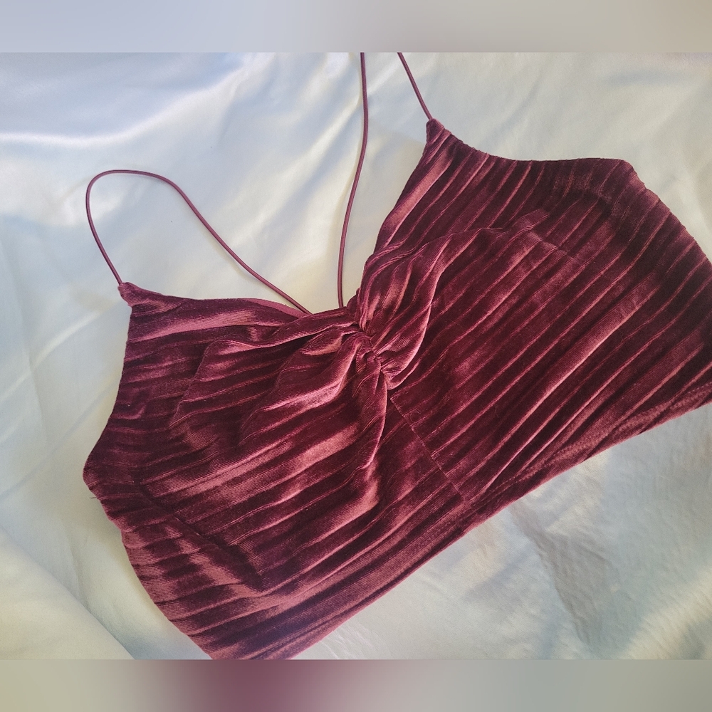Wild Fable Red Ribbed Velvet Crop Top Bralette